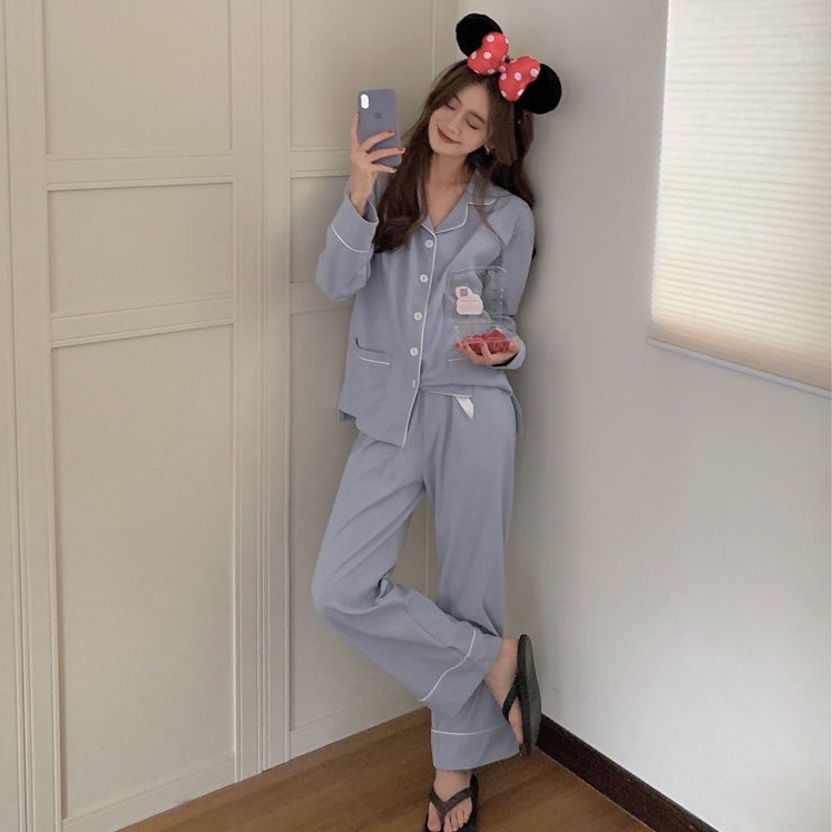 Bộ Đồ Ngủ Dáng Rộng Tay Dài Phong Cách Hàn Quốc Thời Trang Thu Đông Mới Cho Nữ | BigBuy360 - bigbuy360.vn