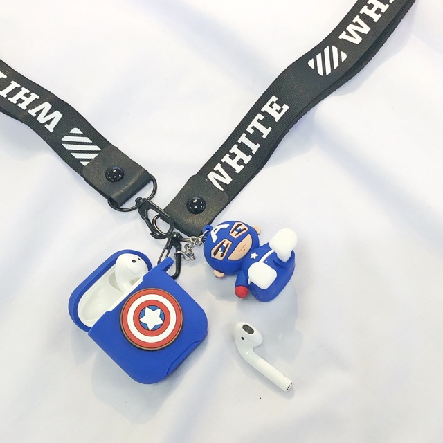 Combo ốp silicon Airpods Pro chibi Caption siu anh hùng- Móc khoá siêu anh hùng Caption tại Nguyễn Gia group