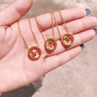 Dây chuyền car lồng phối mặt tròn love