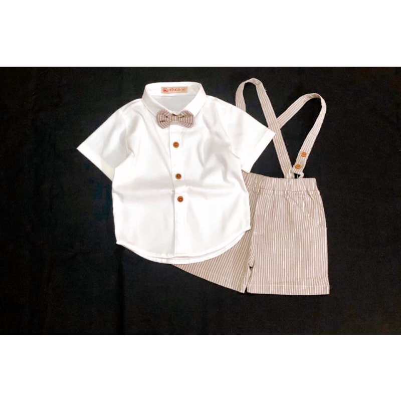 Bộ yếm vest gile bé trai đầy tháng thôi nôi họa tiết sọc 5-15kg