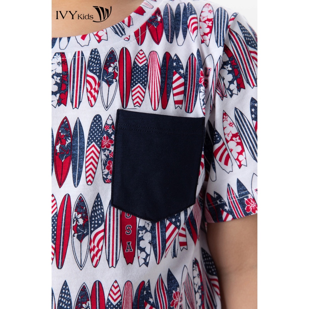 Bộ 2 Áo thun túi trước bé trai IVY moda MS 57K1475