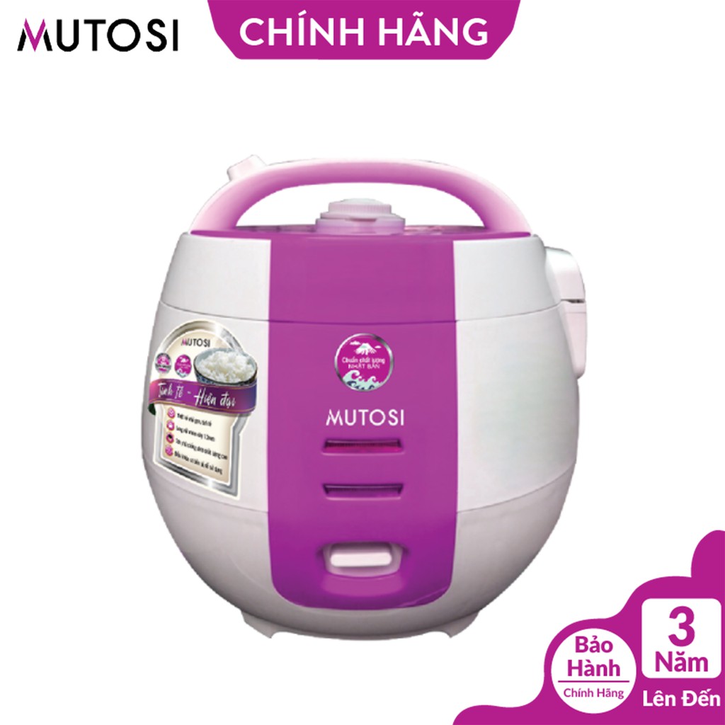 Nồi cơm điện màu tím công nghệ Nhật Bản 1.2 lít MUTOSI MR-12 cho cả nhà