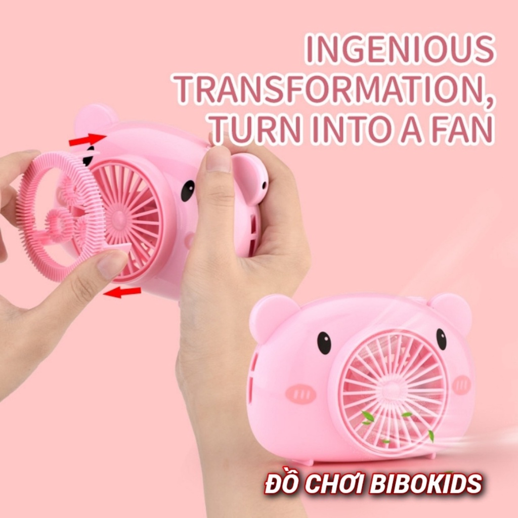Máy ảnh thổi bong bóng xà phòng 2in1 dùng sạc kèm dây đeo màu hồng cho bé