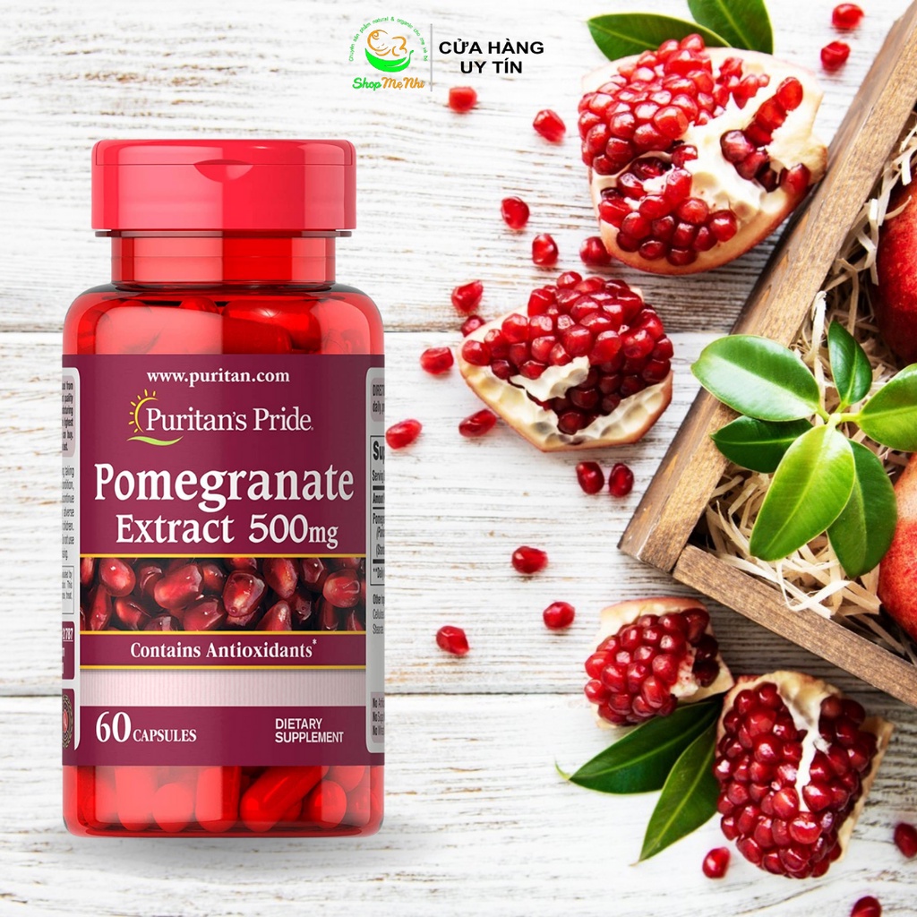 Viên uống chống nắng lựu đỏ, sáng da, ngăn ngừa lão hóa Puritan's Pride 250mg 500mg pomegranate extract 60 viên.