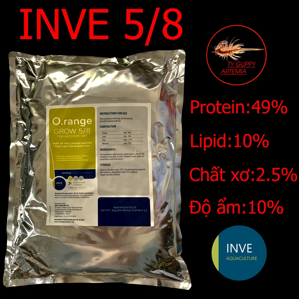 Cám Inve 2/4 3/5 5/8 - Thức ăn cho cá 7 màu,betta từ cá bột đến sinh sản