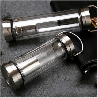 Bình giữ nhiệt pha trà bằng thủy tinh 2 đầu bọc inox 304 400ml