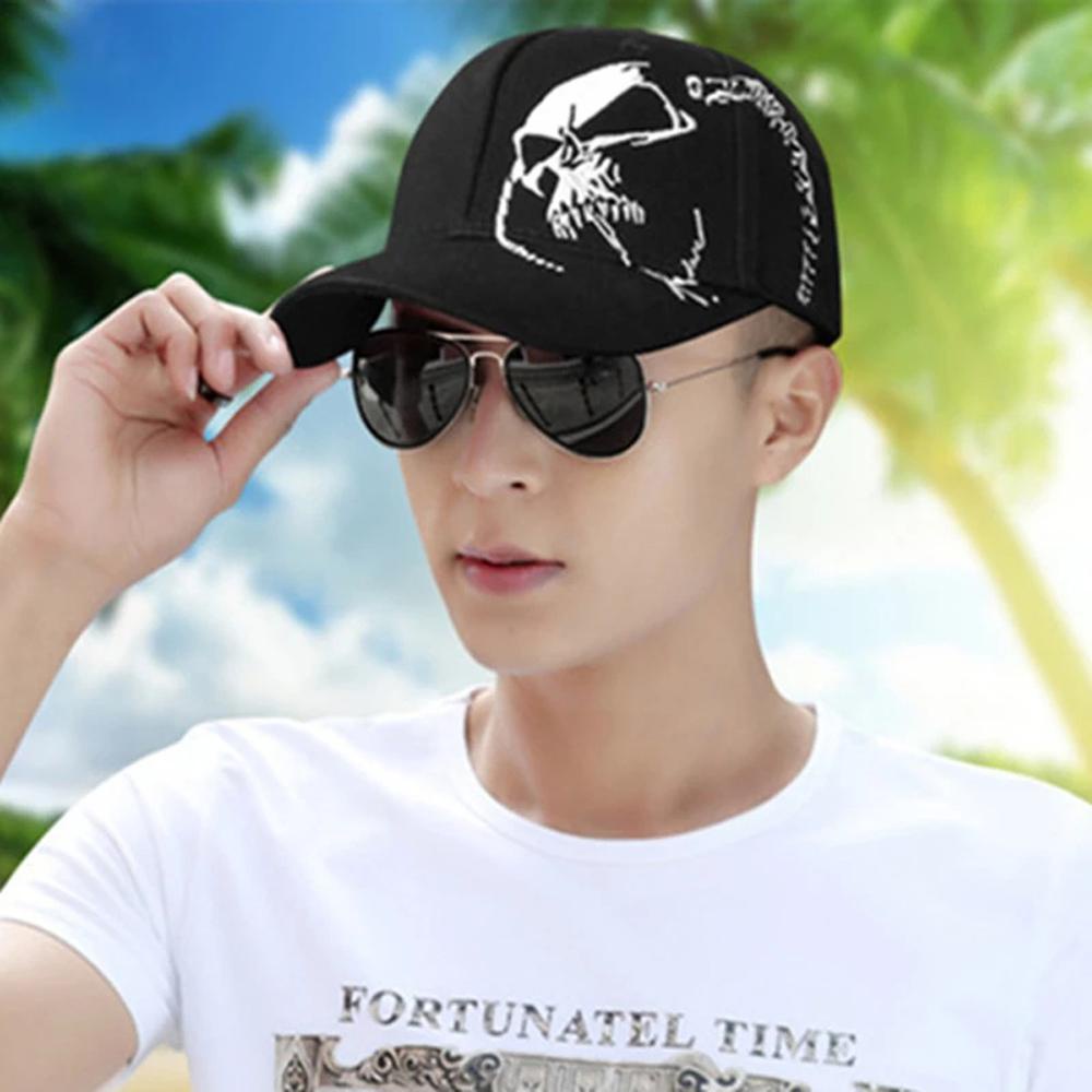 QQMALL Mũ Lưỡi Trai Thêu Hình Đầu Lâu