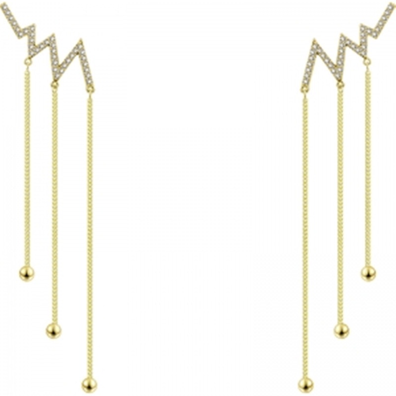 Đôi bông tai dáng dài đính đá phối tua rua phong cách Hàn Quốc cổ điển cho nữ