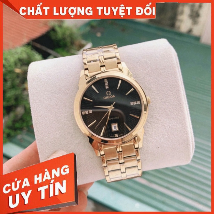 Đồng Hồ Nam 0mega Sapphire OM037 Case 38mm ĐEN Máy Pin Nhật Chống Xước Tuyệt Đối