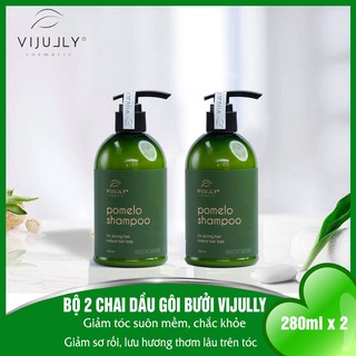 sale Combo 2 chai Dầu Gội Bưởi Vijully Ngăn Gãy Rụng & Làm Dày Tóc Dành Cho Da Đầu Nhờn 280ml
