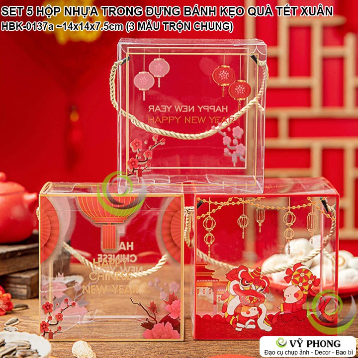 SET 5 HỘP NHỰA PET TRONG ĐỰNG BÁNH KẸO TẾT TRUNG THU QUÀ TẶNG DỊP XUÂN NĂM MỚI HBK-0137