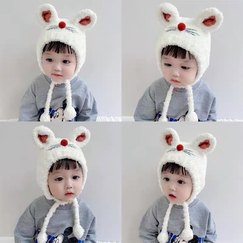 Mũ gấu cho bé, mũ len giữ ấm mùa đông cho bé cực ấm, siêu đáng yêu