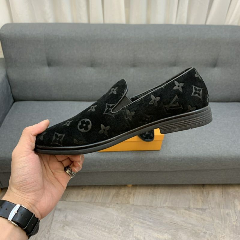 Giày lười LV nam da lộn logo 3D đế đúc siêu êm 2021