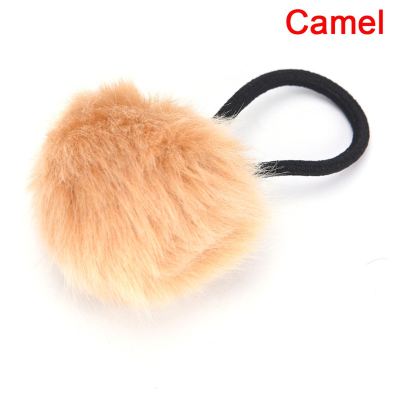 Dây Buộc Tóc Đính Quả Cầu Lông Xinh Xắn Cho Nữ