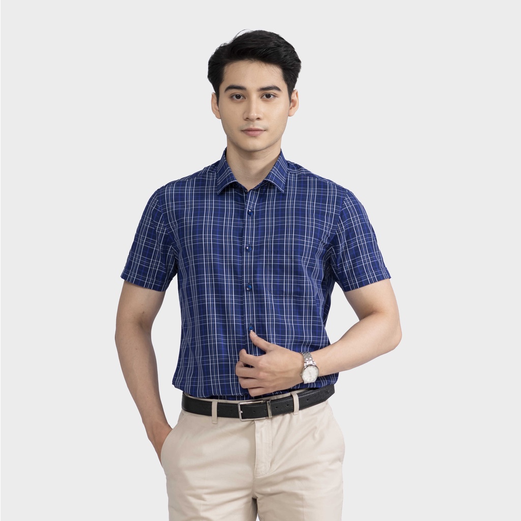Áo sơ mi ngắn tay nam Aristino phom regular fit, thiết kế tà lượn, họa tiết nổi bật - ASS320S2