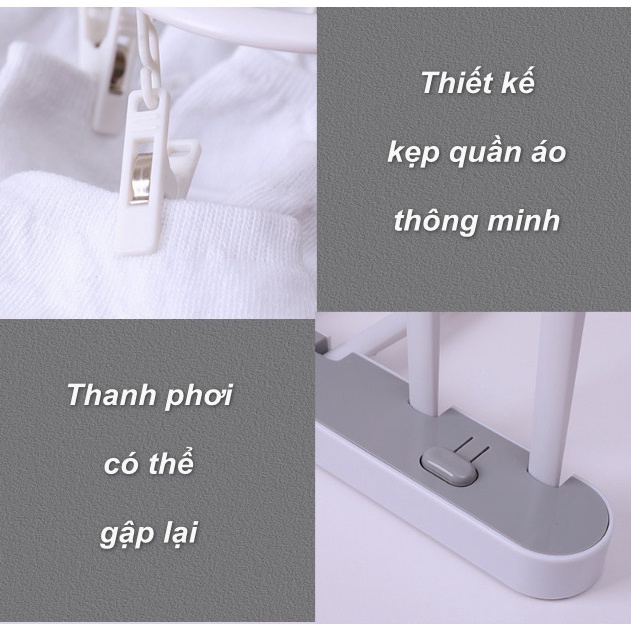 Giàn Phơi nhanh quần áo móc kẹp ẩn Happy