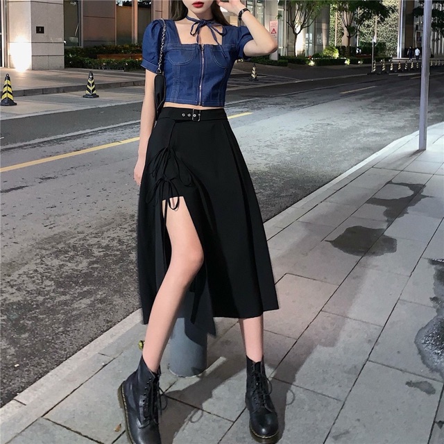 {SIÊU HOT TIKTOK} CHÂN VÁY MIDI XẺ ĐÙI KÈM ĐAI HOT HIT | BigBuy360 - bigbuy360.vn