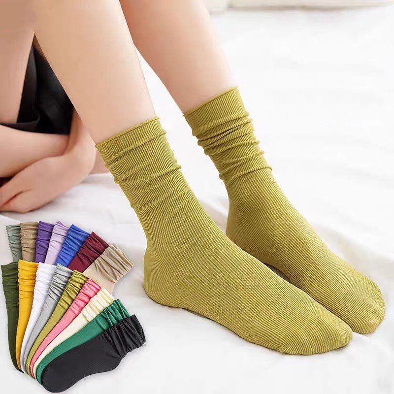 Tất nhún vớ nhún nữ cao cổ Bunsock chất mỏng thoáng mát nhiều màu