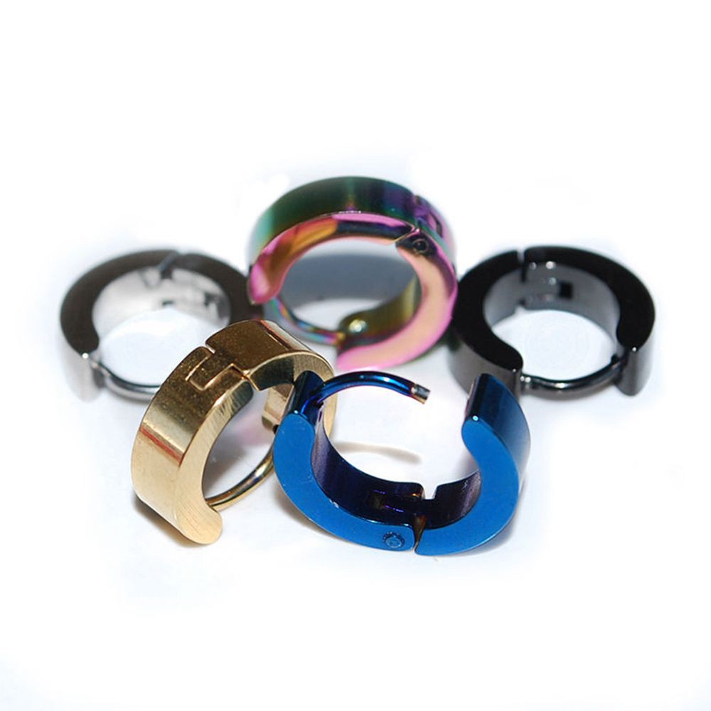 Bộ 2 Khuyên Tai Tròn Bằng Thép Không Gỉ Cho Nam Và Nữ