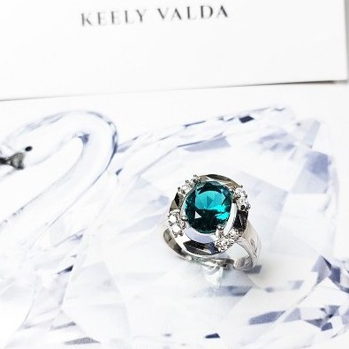 Trang sức Keva Jewelry Nhẫn Bạc ITALY Queen Victory Skyblue Platinum