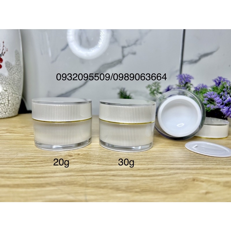 Hũ 5g 12g 20g 30g sọc trắng chiếc mỹ phẩm