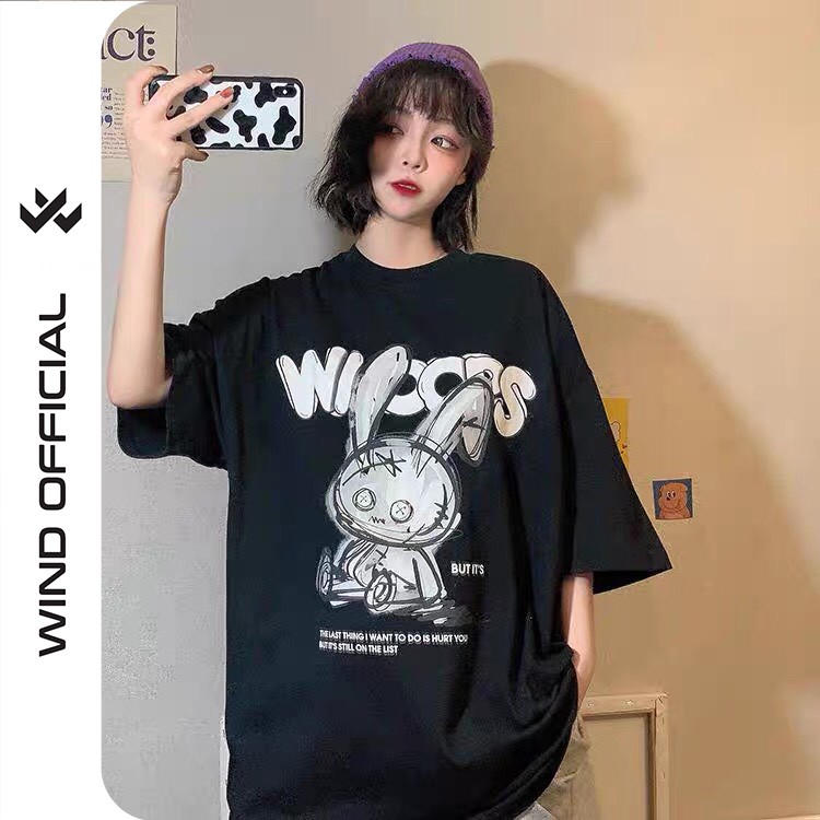 Áo thun tay lỡ WIND phông unisex form rộng Thỏ Tai Dài oversize nam nữ ulzzang