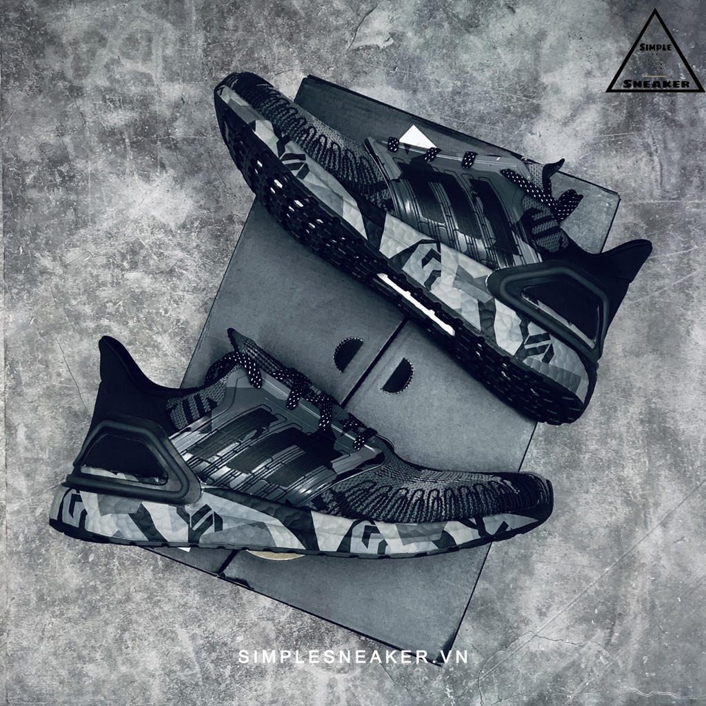 Giày Adidas Running Auth FREESHIP Giày Ultra Boost 20 Chính Hãng - Adidas Ultraboost 20 Black Camo - Simple Sneaker