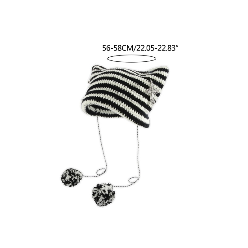 Xiangbao Mũ Beanie Dệt Kim Đính Tai Mèo Nhỏ Xinh Xắn