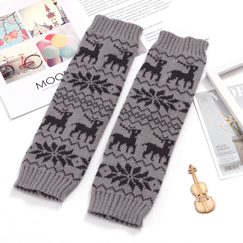 Xiangbao Vỏ Bọc Đầu Gối Dệt Kim Giữ Ấm Chân Hình Bông Tuyết Tuần Lộc Giáng Sinh Cho Nữ