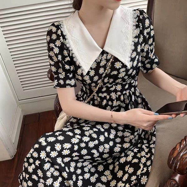 Váy hoa nhí, đầm maxi hoa nhí HECCI phối cổ ren dáng xòe nữ tính V72