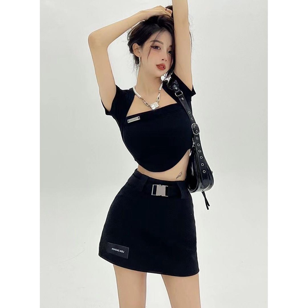 Set áo và chân váy phong cách Hong Kong thời trang mùa hè 2022 mới cho nữ (có bán lẻ)