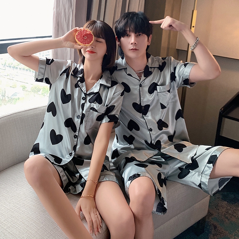 Bộ Đồ Ngủ Lụa Ngắn Tay Cho Cặp Đôi Y2520-1 | BigBuy360 - bigbuy360.vn