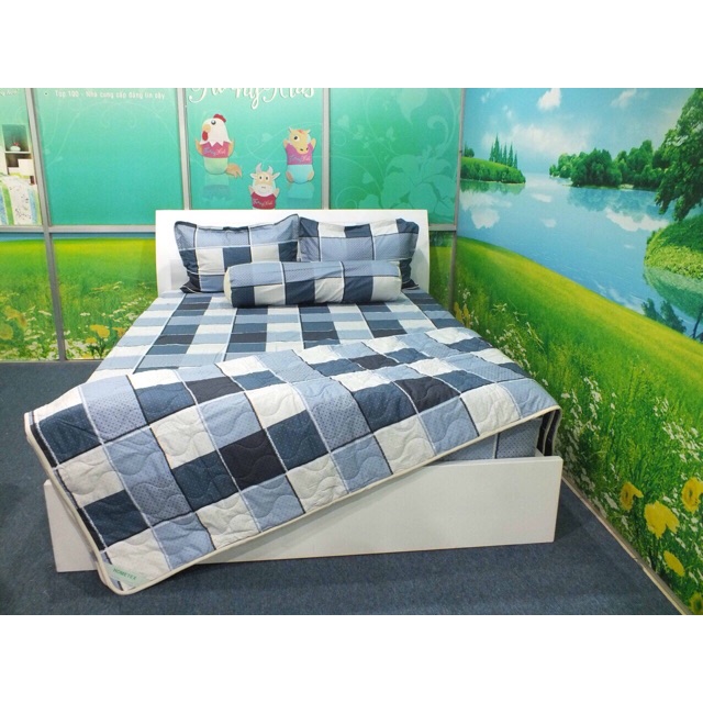 BỘ cHĂN DRAP GỐI COTTON HOMTEX 1M8x2Mx25cm