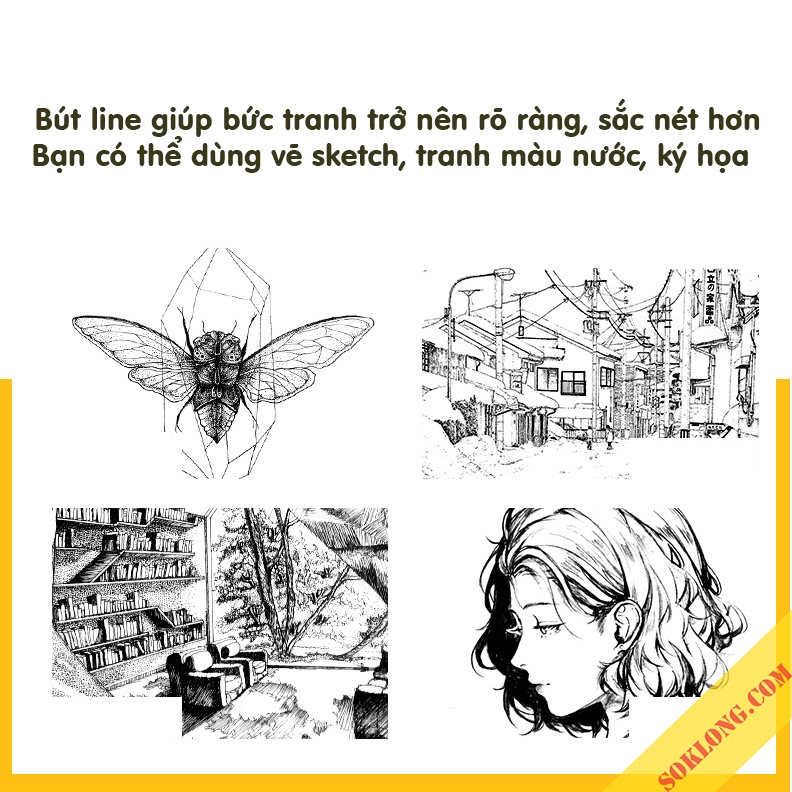 Bút line đi nét Superior kháng nước chuyên dụng B42 vẽ màu nước, vẽ sketch mực đen