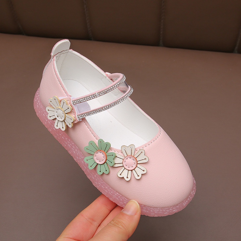 Giày búp bê da pu đính hoa kiểu dáng xinh xắn cho bé gái 1-6 tuổi