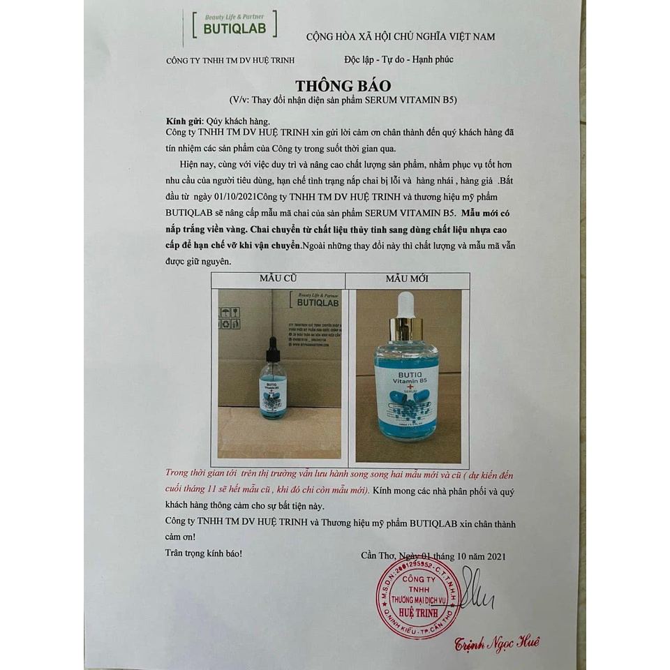Serum B5 BUTIQ LAB Phục Hồi, Tái Tạo Da, Dưỡng Ẩm, Làm Trắng Da - Thẩm Mỹ Huyền Trang NANOCEE