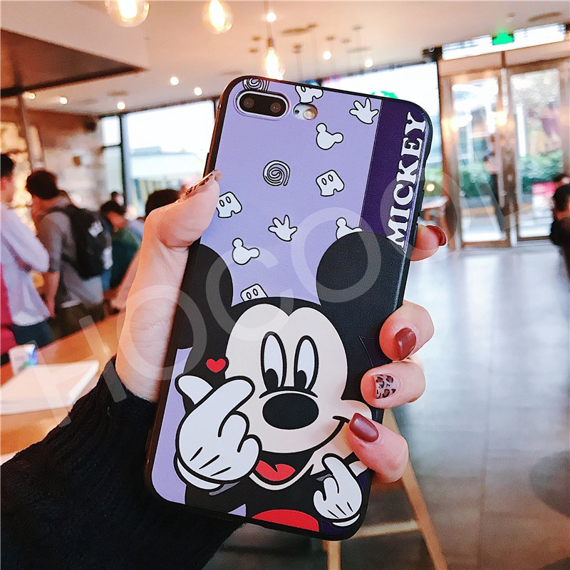 Ốp điện thoại bằng nhựa dẻo in hình chuột Mickey/ Minnie 3D cho iPhone 6 6S 7 8 Plus X XS MAX XR