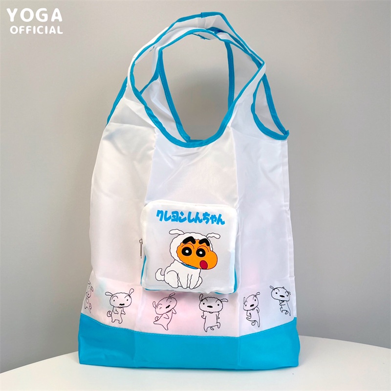 Túi Tote Đeo Vai In Hoạt Hình Shin-Chan Xiaobai Zuoguemon Dạng Gập Chống Thấm Nước Thân Thiện Với Môi Trường