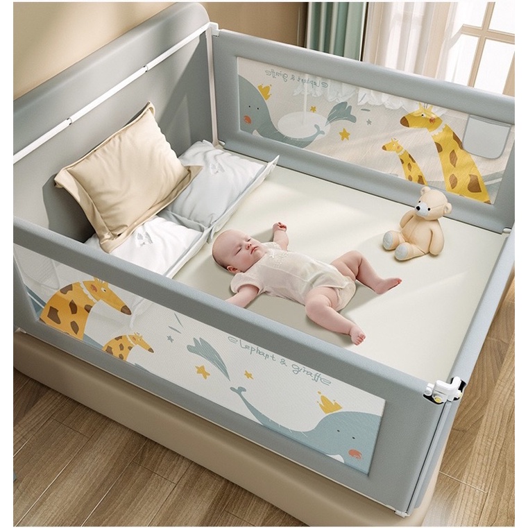 (XẢ KHO) Thanh Chắn Giường Baby Smiles nâng cấp hạ chéo 1 bên độ cao 65-95cm