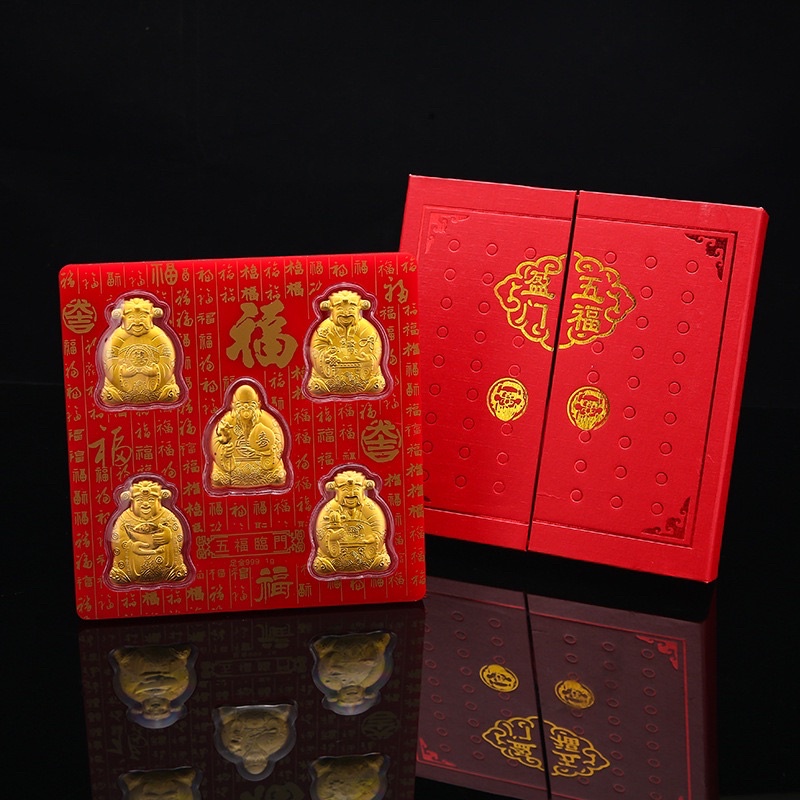 Bộ Ngũ Phúc - PHÚC LỘC THỌ TÀI HỶ mạ vàng CAO CẤP SANG CHẢNH