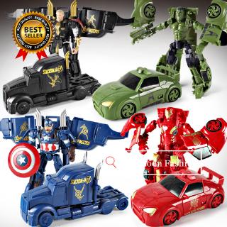 Marvel Avengers Iron Man Captain America Thor Hulk Action Figure Toy Deformation Model Car Kids Toy Car