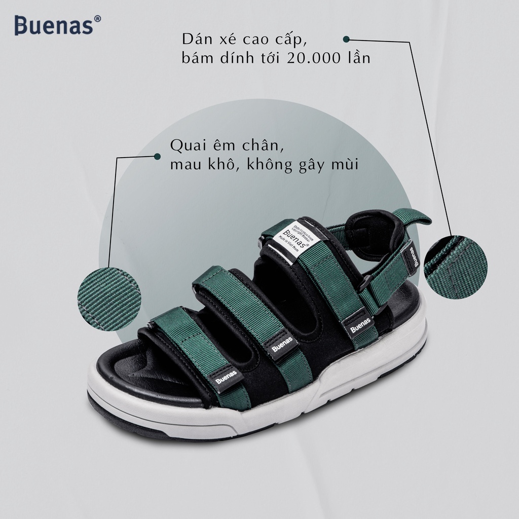 Sandal nam nữ unisex Buenas Sport SD-6879 - full màu - giày dép quai hậu học sinh đế cao 3 phân