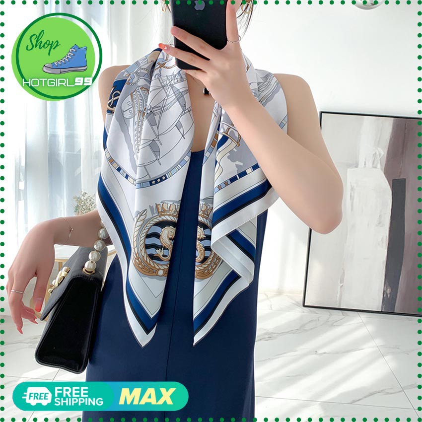 Khăn lụa satin quàng cổ, 90x90 họa tiết thanh lịch , khăn đội đầu đa năng / hotgirl99