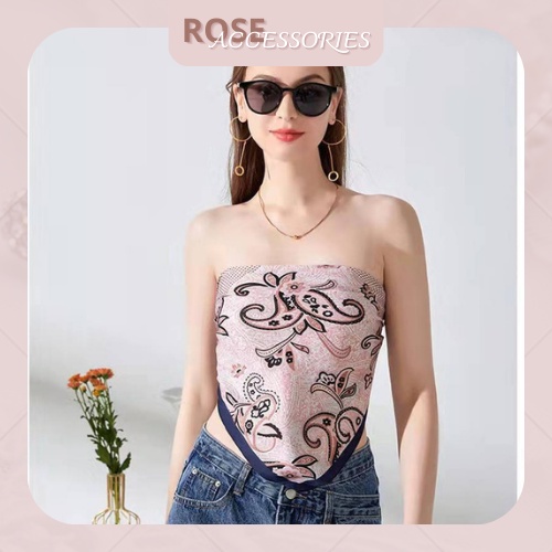 [ Mới 2022] Khăn Banada - Áo yếm lụa cap cấp mềm mại kèm họa tiết kich thước 70x70 Rose.Accessories mã KY01