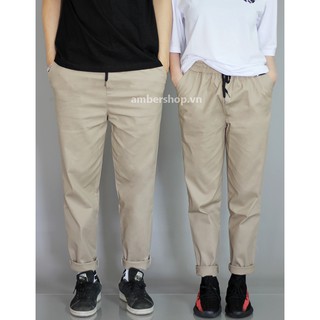 Quần baggy nữ Basic Patns Kaki Đen Be unisex siêu hot dưới 68kg
