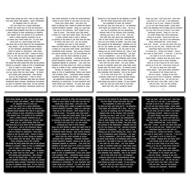 Set 8 tấm sticker câu quotes trắng đen dòng chữ tiếng anh trang trí journal