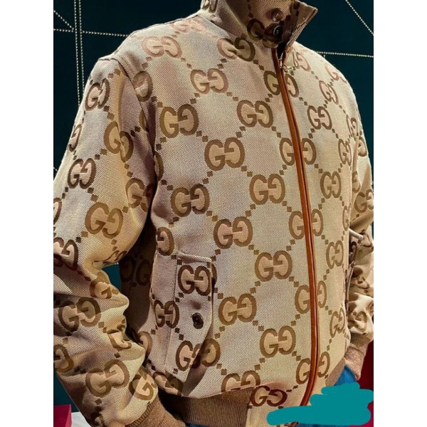Áo khoác vải cổ đứng Gucci 2021 super Double G