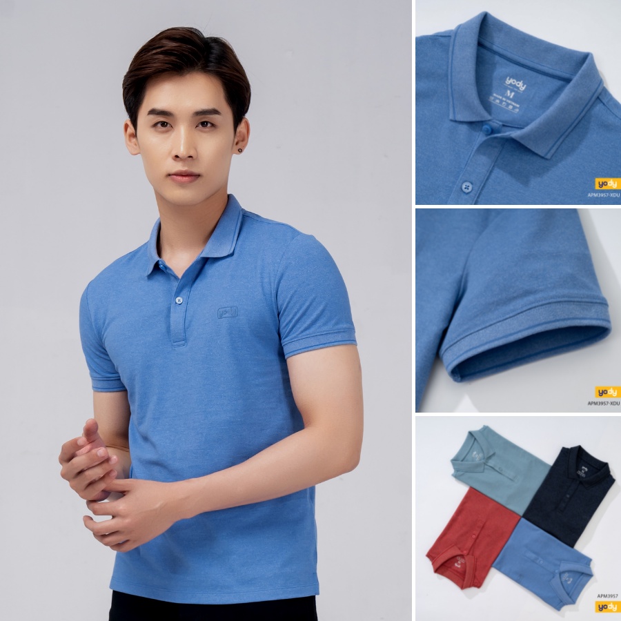 Áo Phông Polo Nam Melange YODY Basic Ngắn Tay Trơn Thấm Hút Mồ Hôi Tốt APM3957