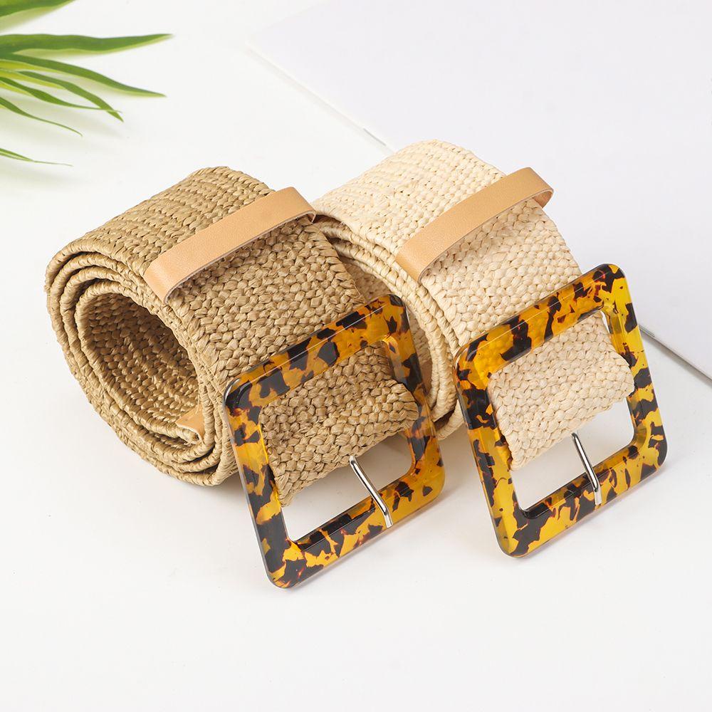 Thắt Lưng Đan Cói Bản Rộng Họa Tiết Da Báo Kiểu Bohemian LAYOR1