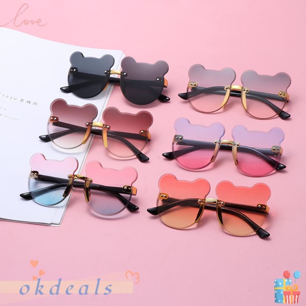 Kính Mát Hình Gấu Hoạt Hình Chống Tia UV400 Cho Bé